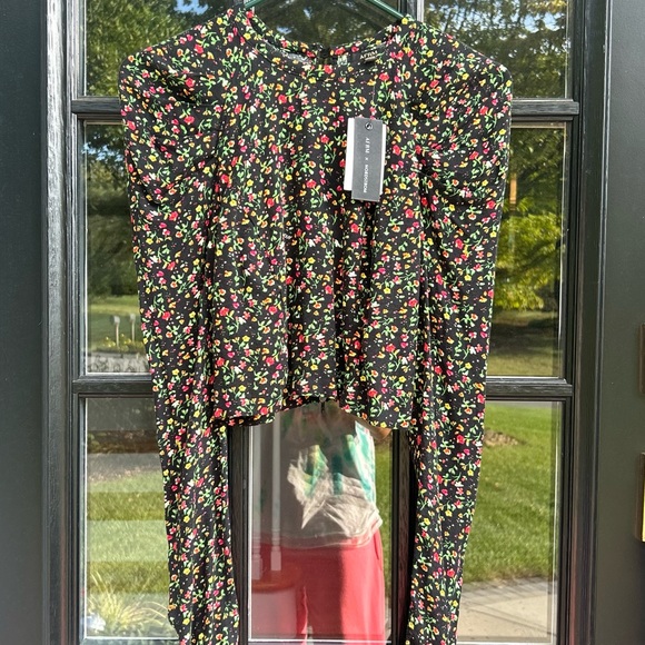 AFRM X NORDSTROM Spring Garden Ditsy puff sleeve cropped blouse - Picture 8 of 16